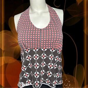 Prana Red and Brown Halter Top